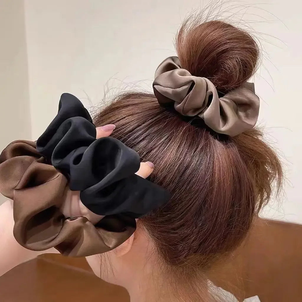 Retro Solid Color Scrunchie Hair Band for Women