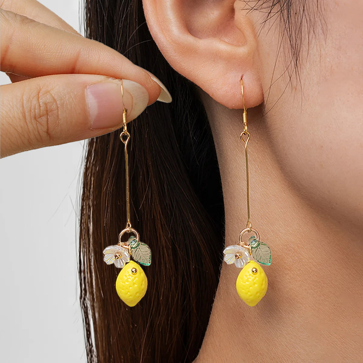 Lemon Tassel Dangle Earrings Summer Fruit Jewelry