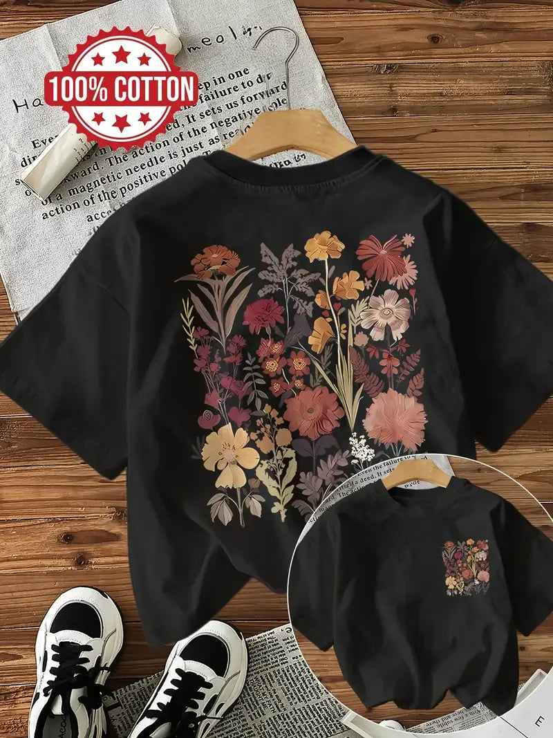 Women’s Cotton Y2K Graphic Flower T‑Shirt
