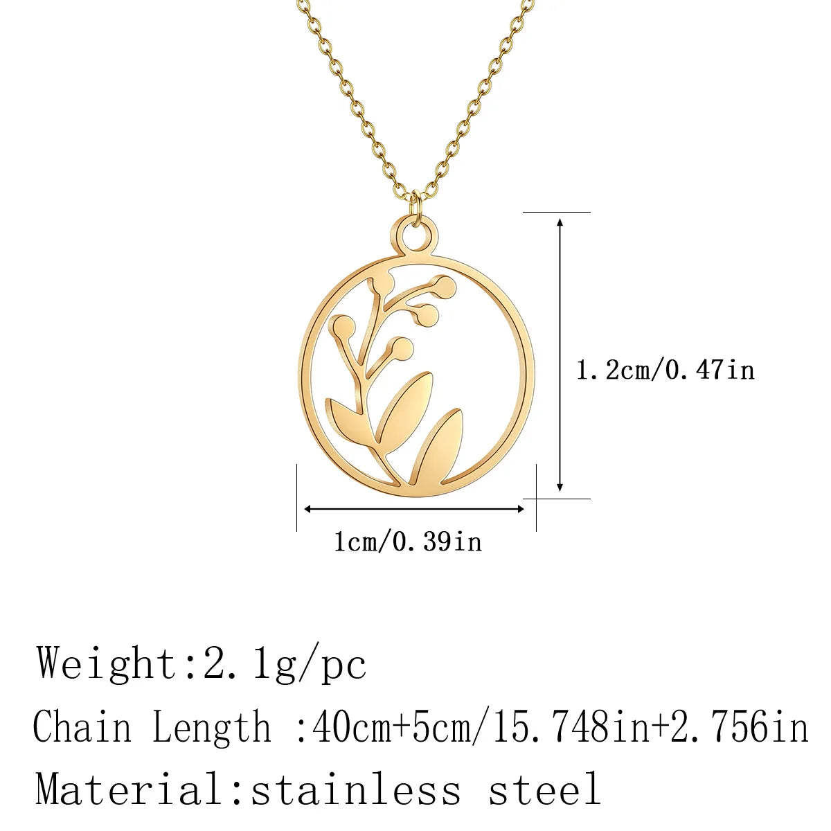 Stainless Steel Leaf Pendant Necklace For Women
