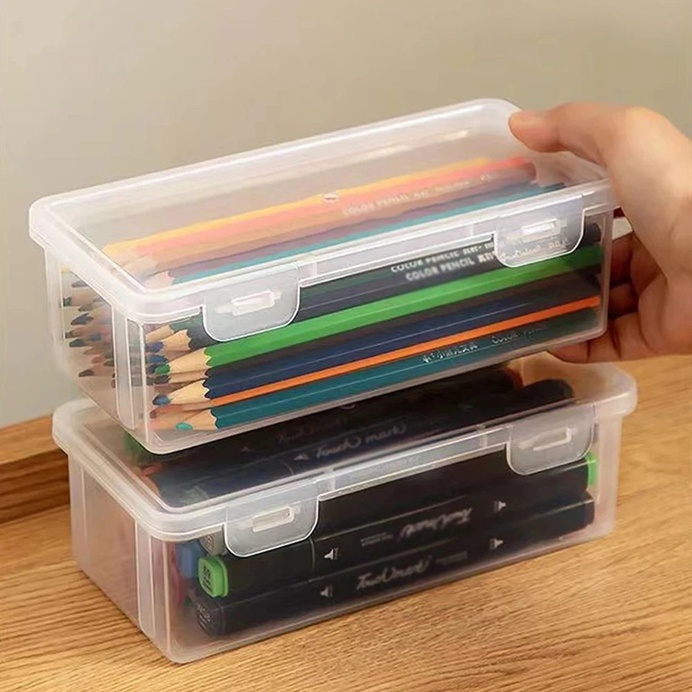 Translucent Plastic Pencil Case Large Capacity Storage