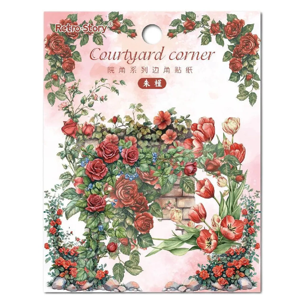 Floral Corner PET Stickers Set for Journals, 30 Pcs