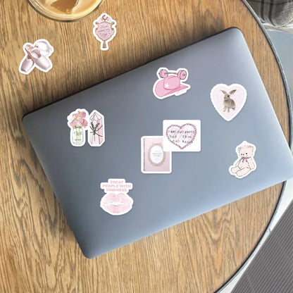 Cute Pink Bunny & Bear Graffiti Sticker Pack (46 Pcs)