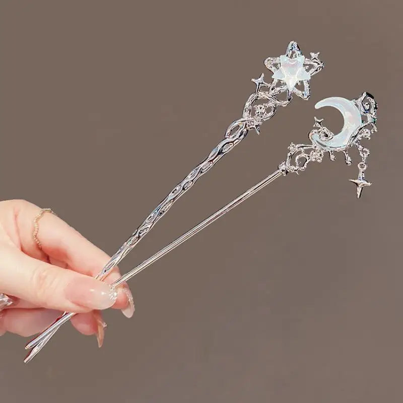 Moonstone Star And Moon Metal Hair Stick Hairpin