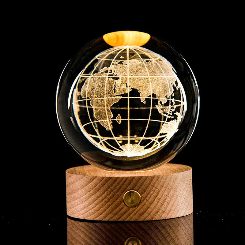 3D Crystal Planet LED Globe – Solar System Decor Light