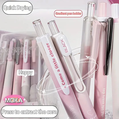 Set Of 5 Pink Retractable Gel Pens 0.5 mm Fine Point
