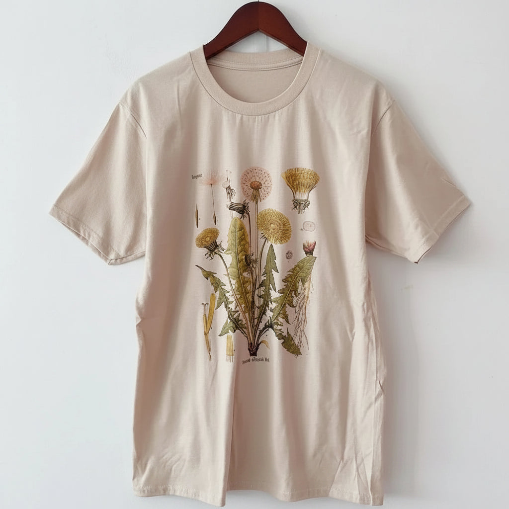 Women’s Dandelion Botanical Graphic Cotton T-Shirt