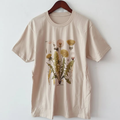 Women’s Dandelion Botanical Graphic Cotton T-Shirt