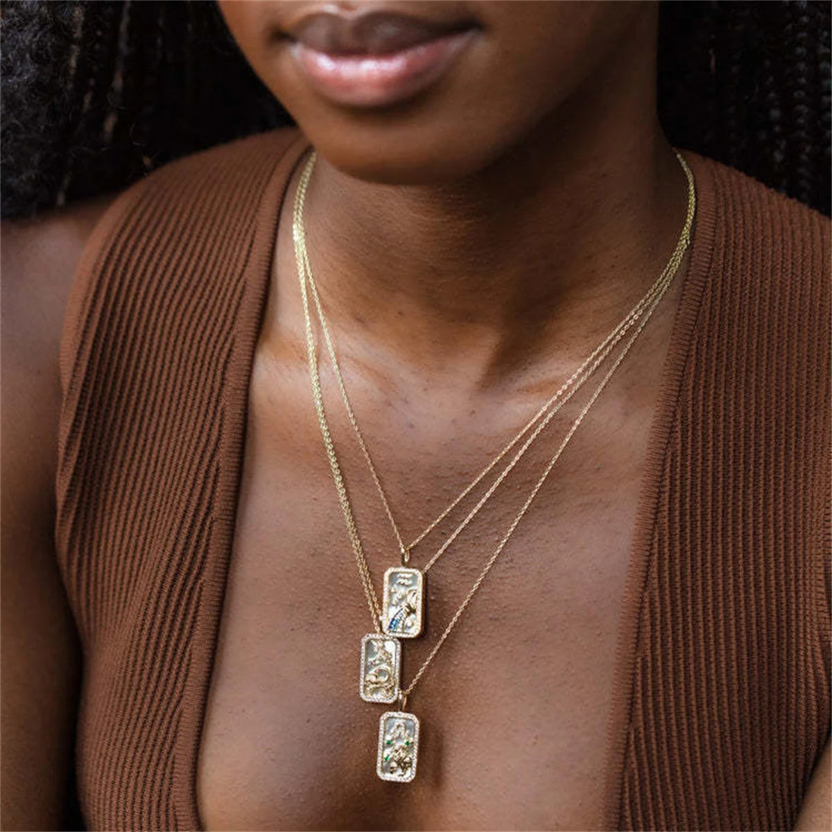 Zodiac Constellation Pendant Necklace Gold Plated