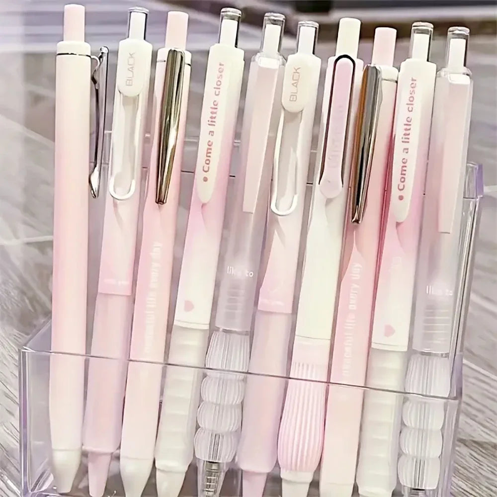 Set Of 5 Pink Retractable Gel Pens 0.5 mm Fine Point