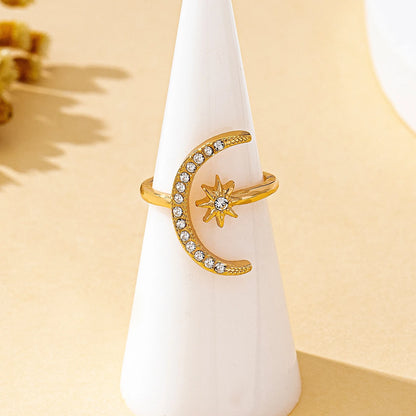 Women’s Moon Ring – Adjustable Metal Fashion Band