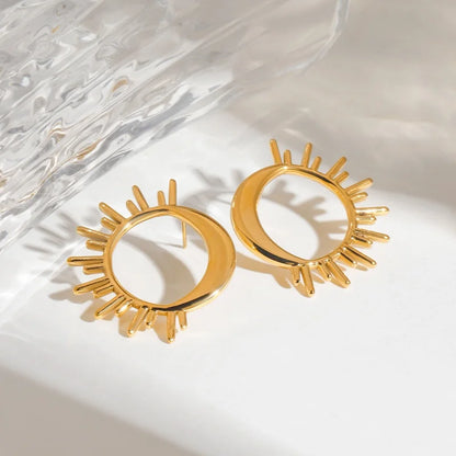 Vintage Sun And Moon Tiny Stud Earrings For Women
