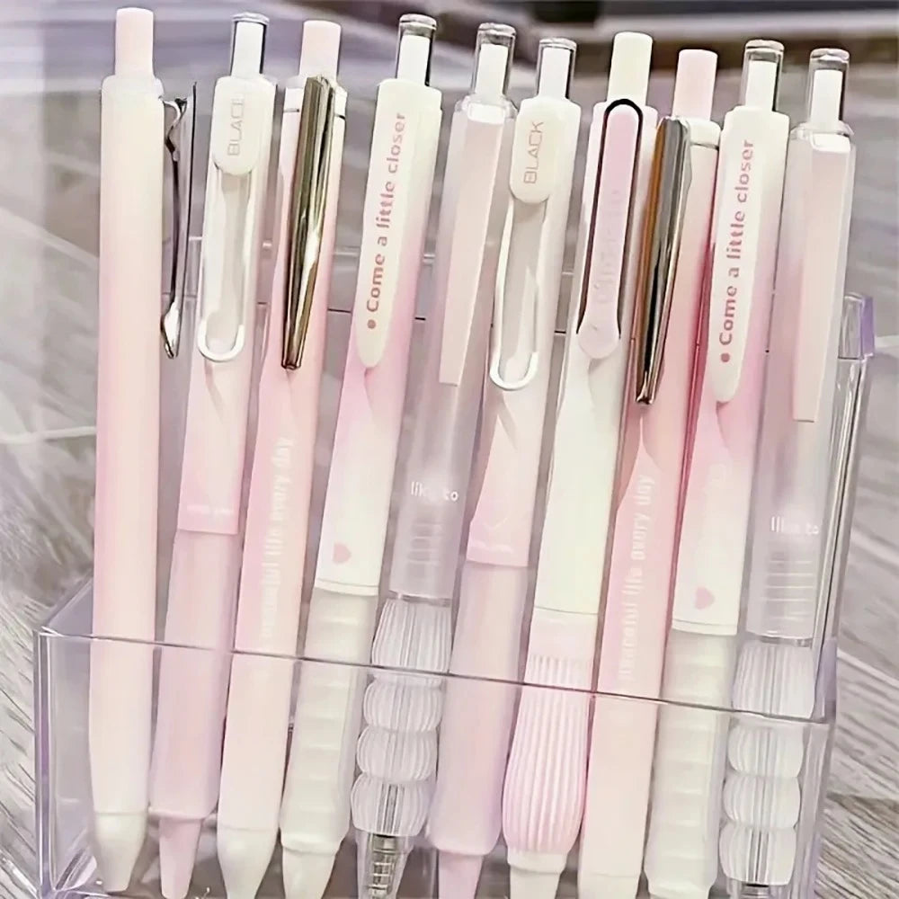 Set Of 5 Pink Retractable Gel Pens 0.5 mm Fine Point