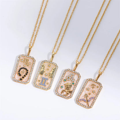 Zodiac Constellation Pendant Necklace Gold Plated