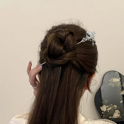 Moonstone Star And Moon Metal Hair Stick Hairpin