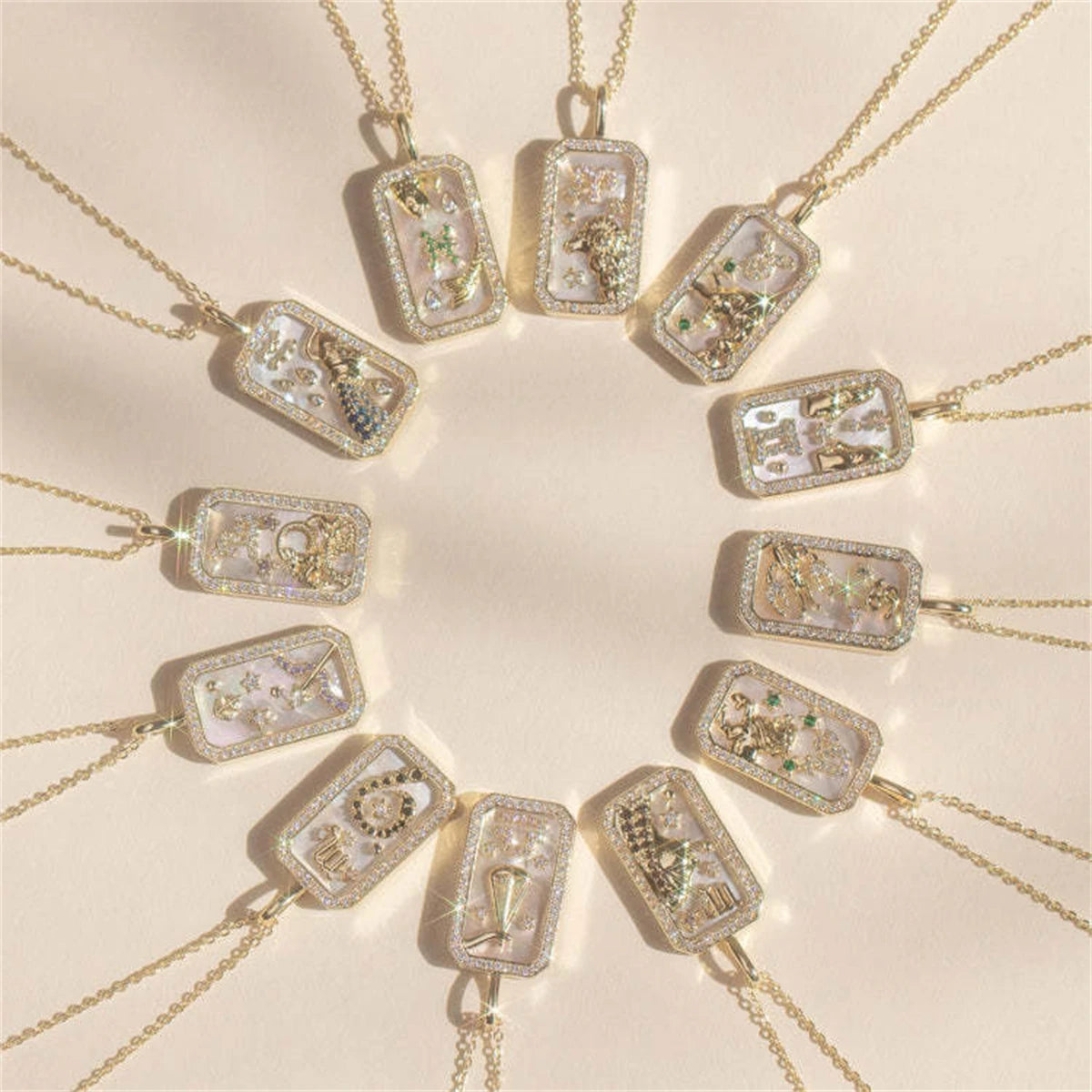 Zodiac Constellation Pendant Necklace Gold Plated