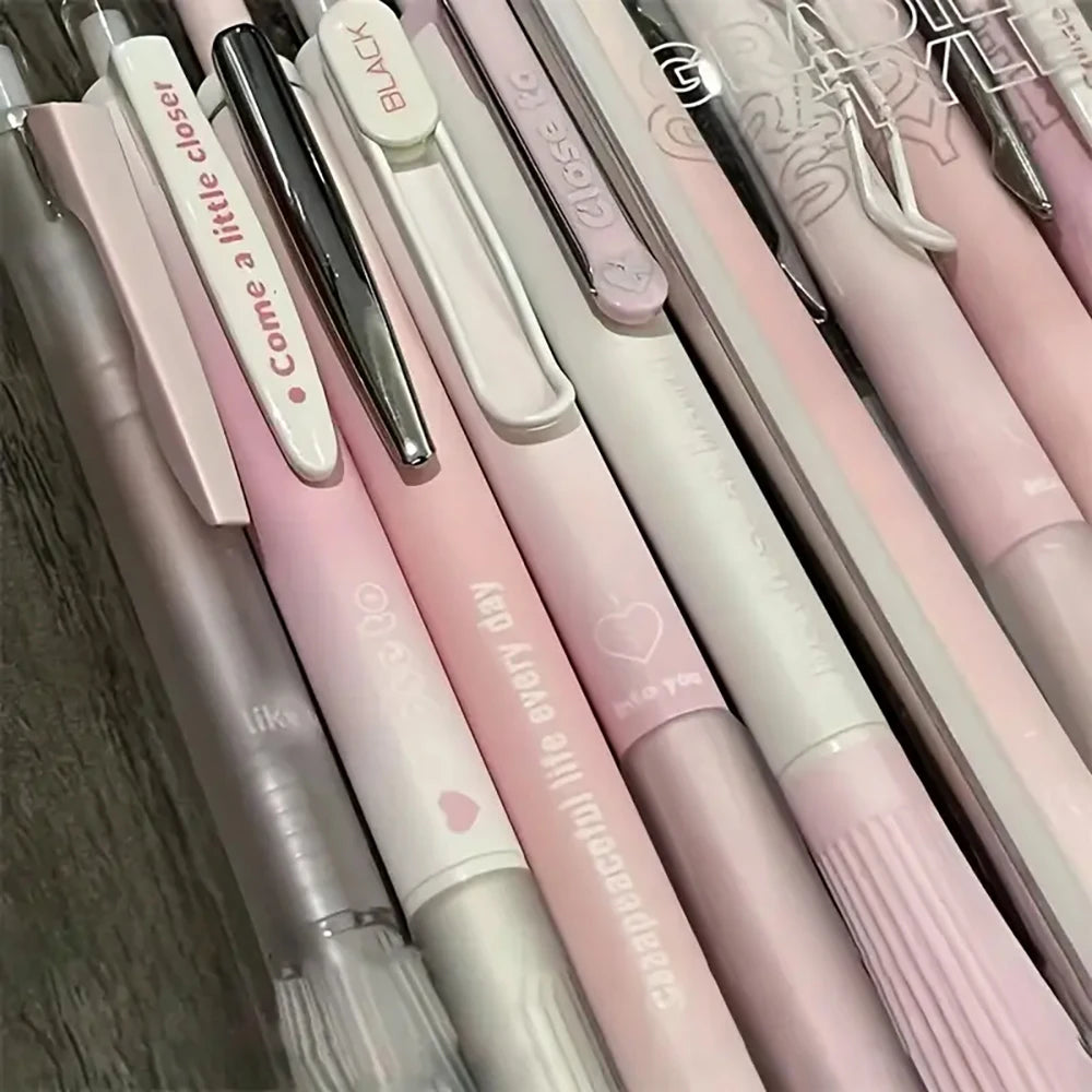 Set Of 5 Pink Retractable Gel Pens 0.5 mm Fine Point
