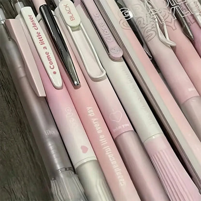 Set Of 5 Pink Retractable Gel Pens 0.5 mm Fine Point