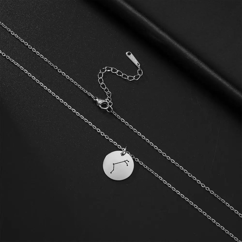 Stainless Steel Zodiac Pendant Necklace For Women