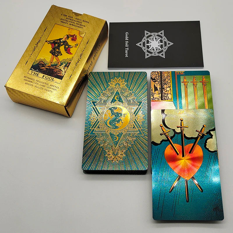 Gold Foil Tarot Card Deck For Beginners With Box
