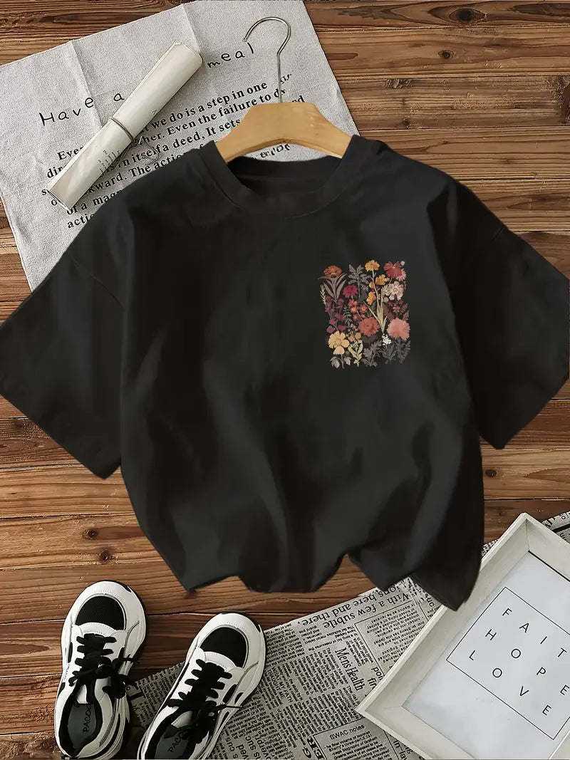 Women’s Cotton Y2K Graphic Flower T‑Shirt