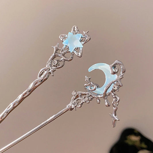 Moonstone Star And Moon Metal Hair Stick Hairpin