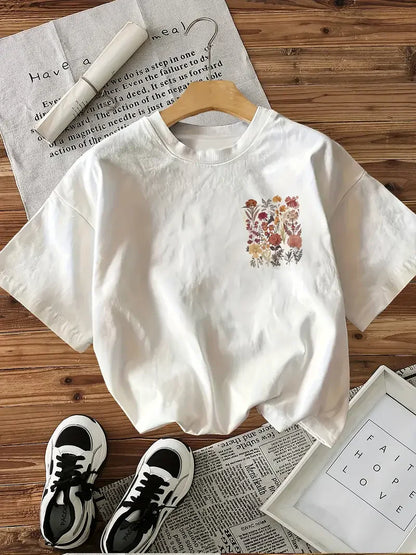 Women’s Cotton Y2K Graphic Flower T‑Shirt
