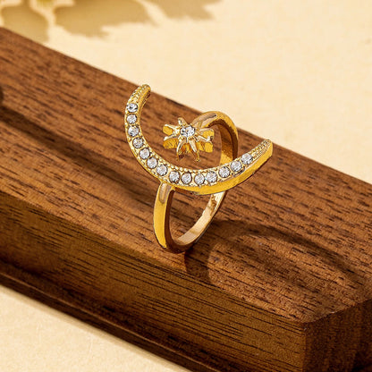 Women’s Moon Ring – Adjustable Metal Fashion Band