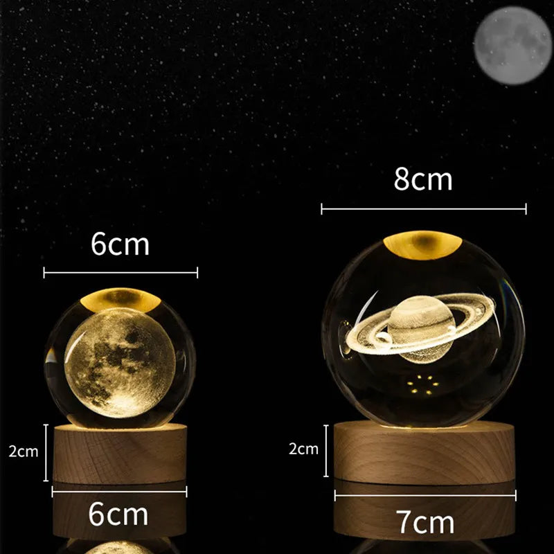3D Crystal Planet LED Globe – Solar System Decor Light