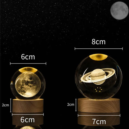 3D Crystal Planet LED Globe – Solar System Decor Light
