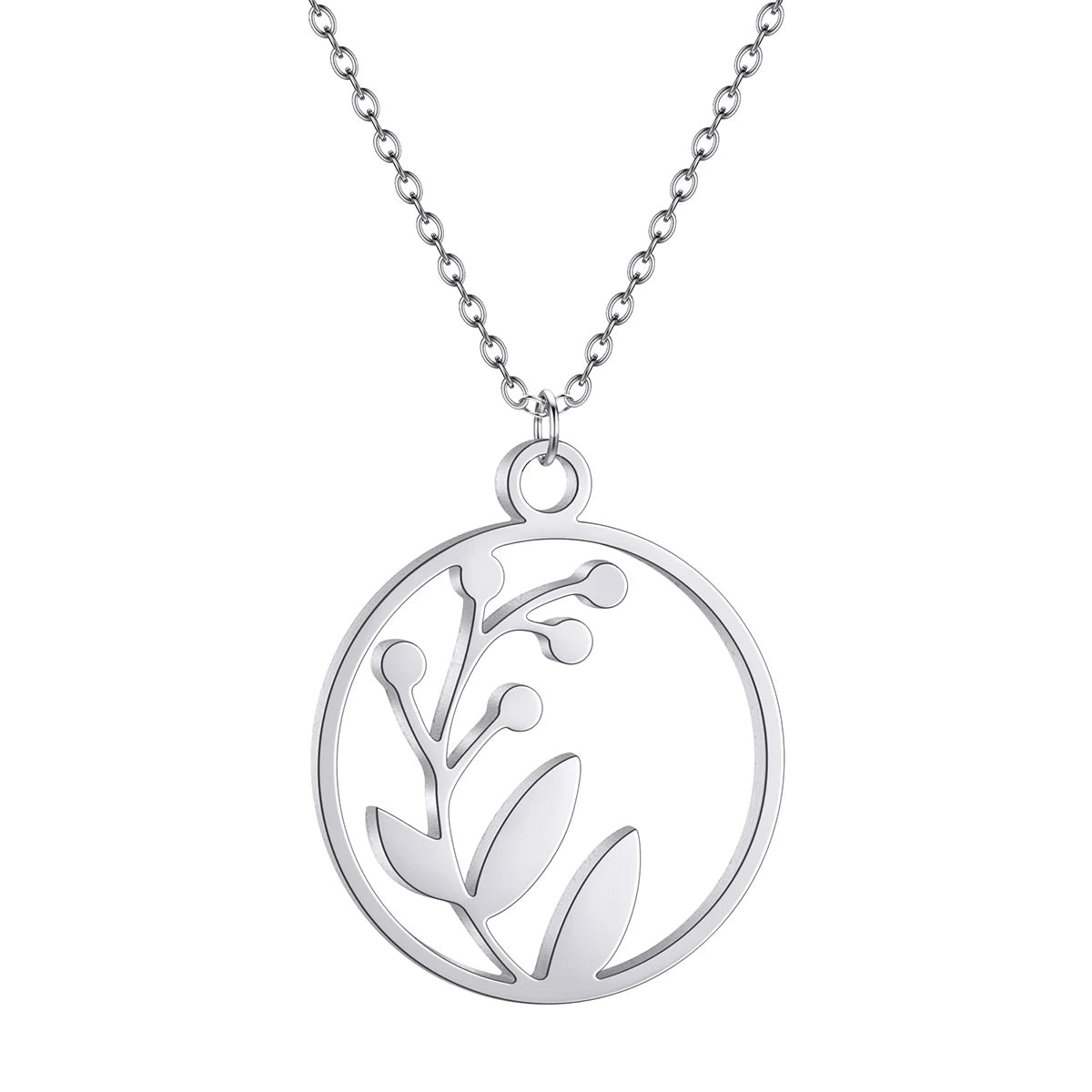 Stainless Steel Leaf Pendant Necklace For Women