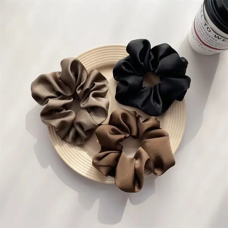 Retro Solid Color Scrunchie Hair Band for Women