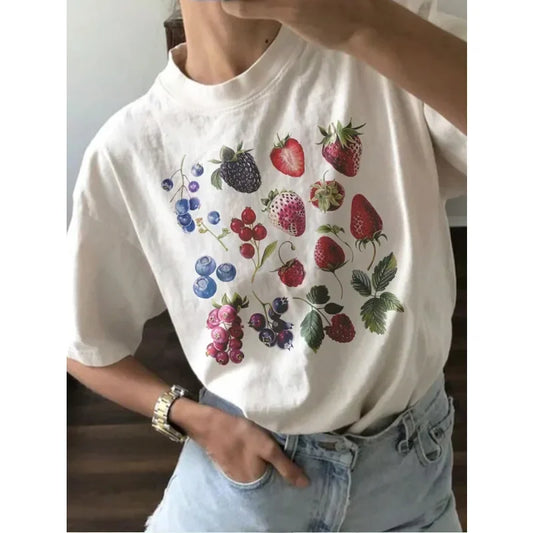 Fruit Lover Graphic T-Shirt – Cute Mixed Berry Design