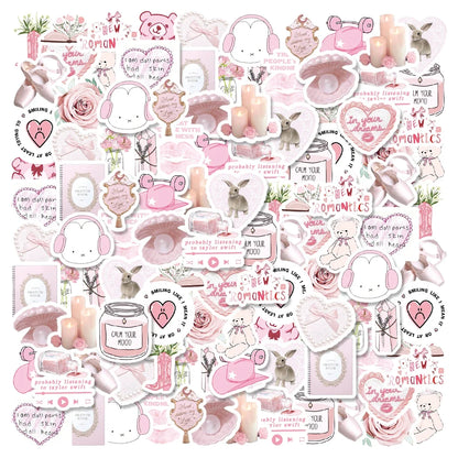 Cute Pink Bunny & Bear Graffiti Sticker Pack (46 Pcs)