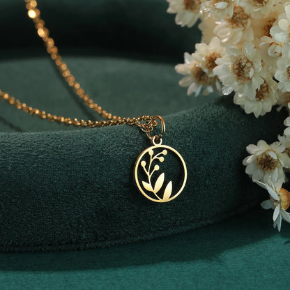 Stainless Steel Leaf Pendant Necklace For Women