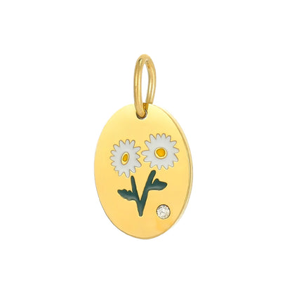 Oval Birth Flower Pendant Necklace For Women