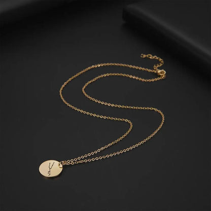 Stainless Steel Zodiac Pendant Necklace For Women