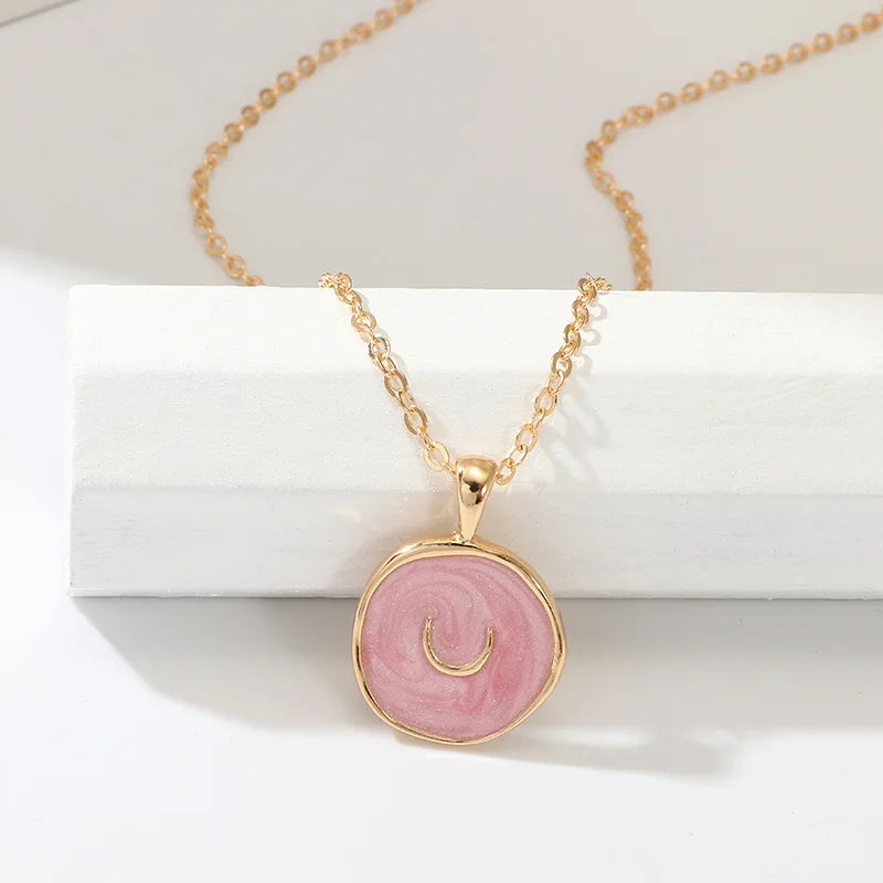 Bohemian Enamel Moon Star Pendant Necklace For Women