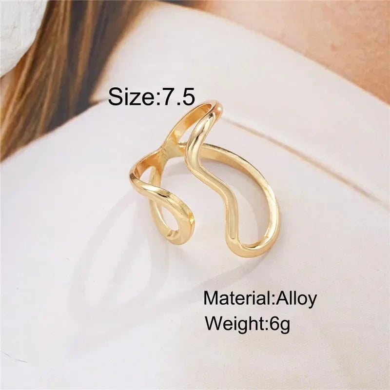 Irregular Gold Plated Geometric Ring With Zircon