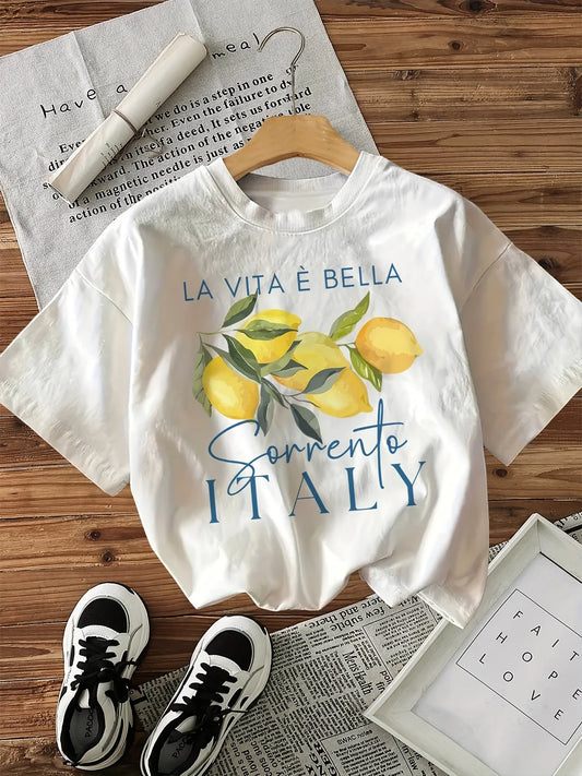 Women’s Cotton Lemon Graphic T-Shirt Casual Fit