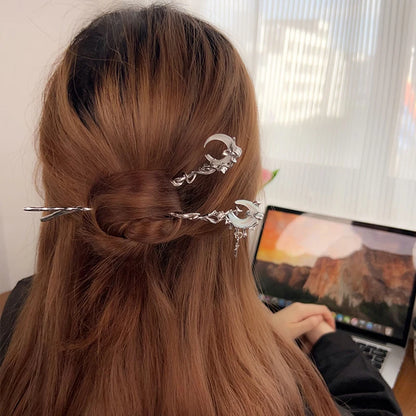Moonstone Star And Moon Metal Hair Stick Hairpin