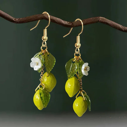 Lemon Tassel Dangle Earrings Summer Fruit Jewelry
