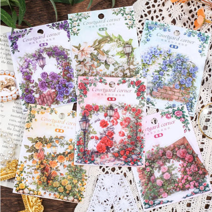Floral Corner PET Stickers Set for Journals, 30 Pcs
