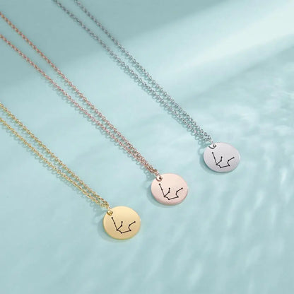 Stainless Steel Zodiac Pendant Necklace For Women
