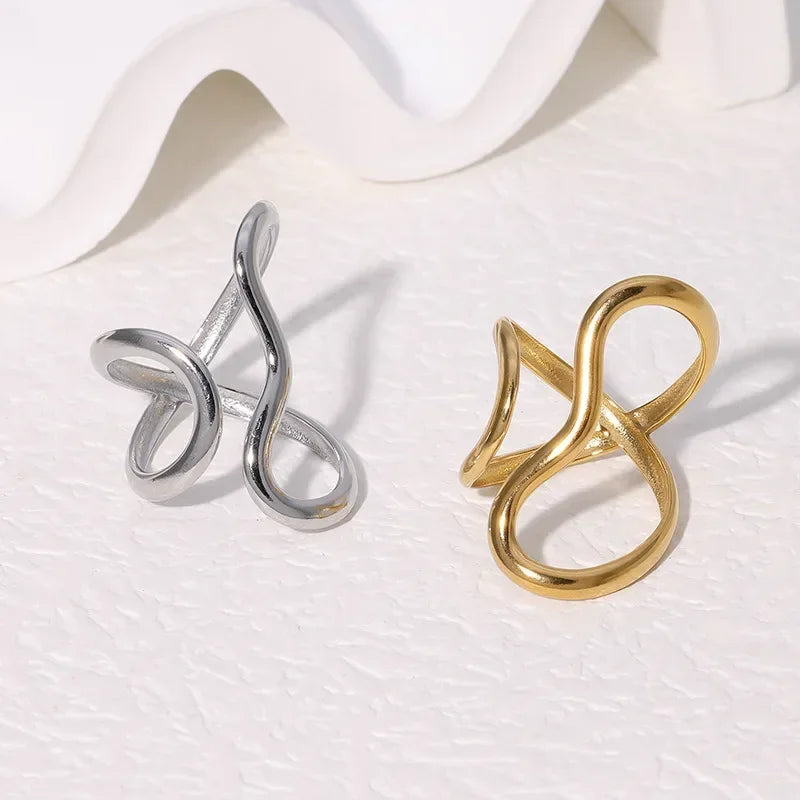 Irregular Gold Plated Geometric Ring With Zircon