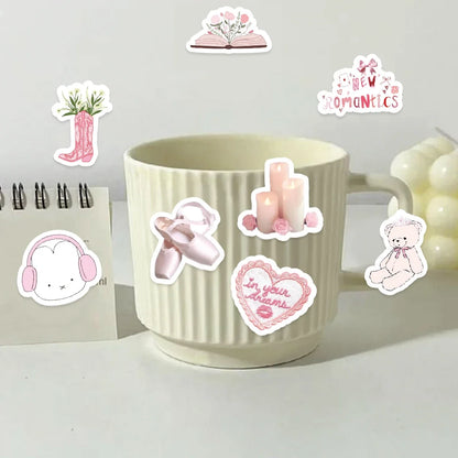 Cute Pink Bunny & Bear Graffiti Sticker Pack (46 Pcs)