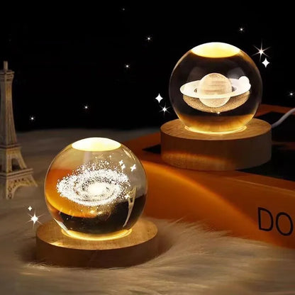 3D Crystal Planet LED Globe – Solar System Decor Light