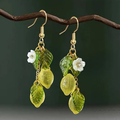 Lemon Tassel Dangle Earrings Summer Fruit Jewelry